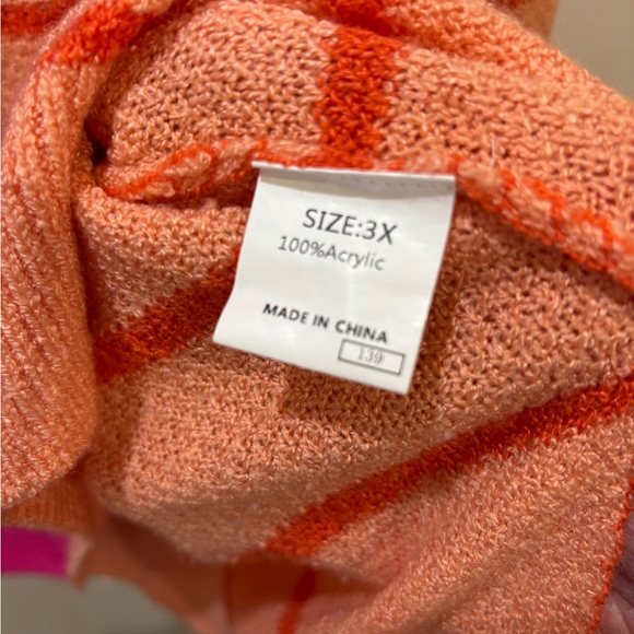 Colorblock Striped Sweater - Pink and Orange - Picture 2 of 2